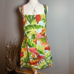 Farm Rio Tropical Print Mini Dress Womens L NWT Vacation Resort Sun